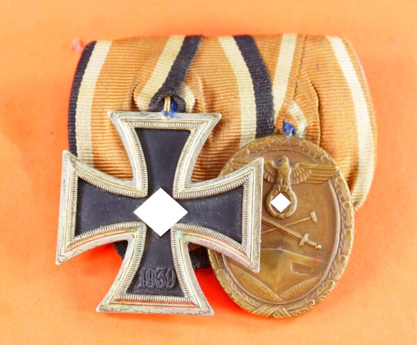 2-fach Ordensspange Eisernes Kreuz 2.Klasse 1939 und Schutzwall Ehrenzeichen 