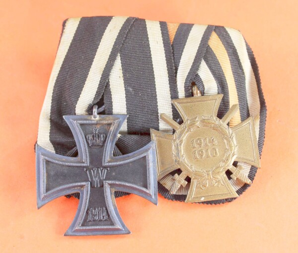 2-fach Ordensspange Eisernes Kreuz 2.Klasse 1914 und Frontkämpfer Ehrenkreuz