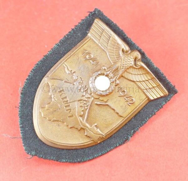 frühes Krimschild 1941-1942 mit Gegenplatte auf Heerestoff (Deumer)