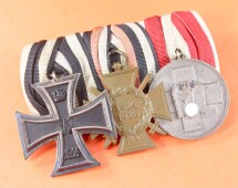 3-fach Ordensspange EK2 1914, FKEK und Medaille Deutsche...