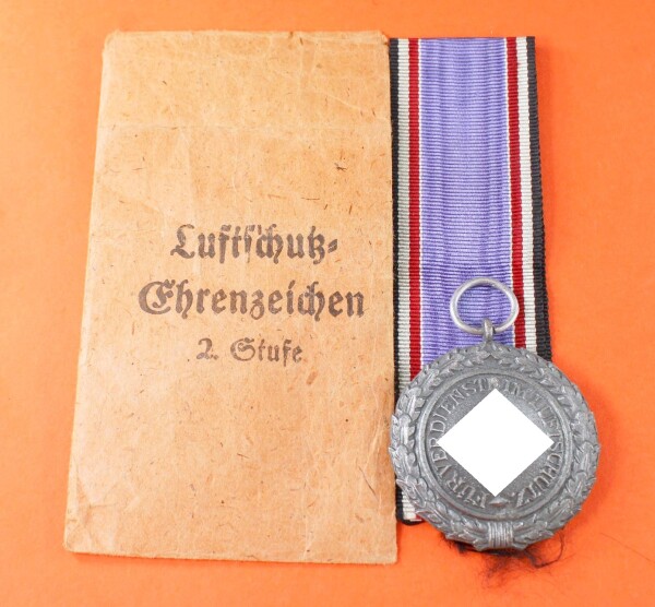 Luftschutzehrenzeichen 2.Stufe 1938 mit Verleihungstüte und Band (60) - TOP CONDITION