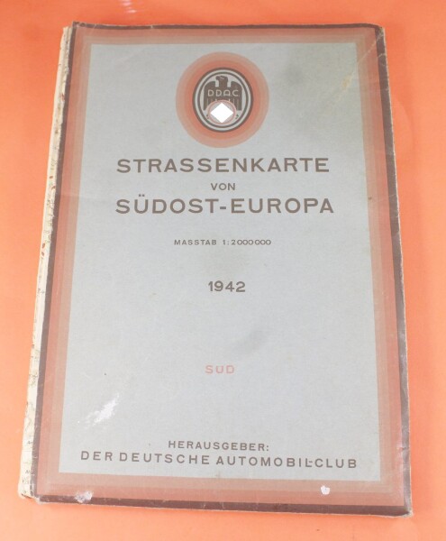 Strassenkarte von Südost-Europa 1942 D.D.A.C. Automobilclub