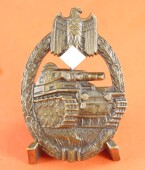 Panzerkampfabzeichen in Bronze (Wurster) - massiv - SELTEN